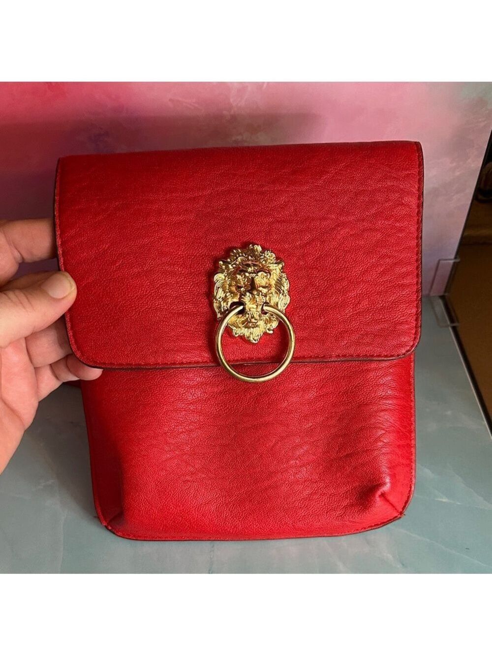 Carlos Santana Bold Red Crossbody Bag with Lion - Picture 4 of 17
